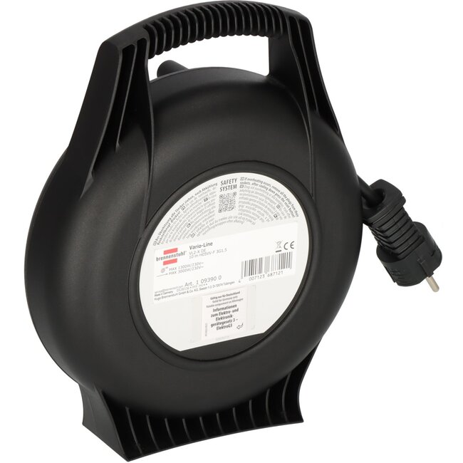 Brennenstuhl Vario Line mini-kabelhaspel | 4 contacten | zwart | 10 meter