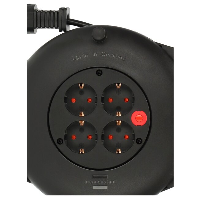 Brennenstuhl Vario Line mini-kabelhaspel | 4 contacten | zwart | 10 meter
