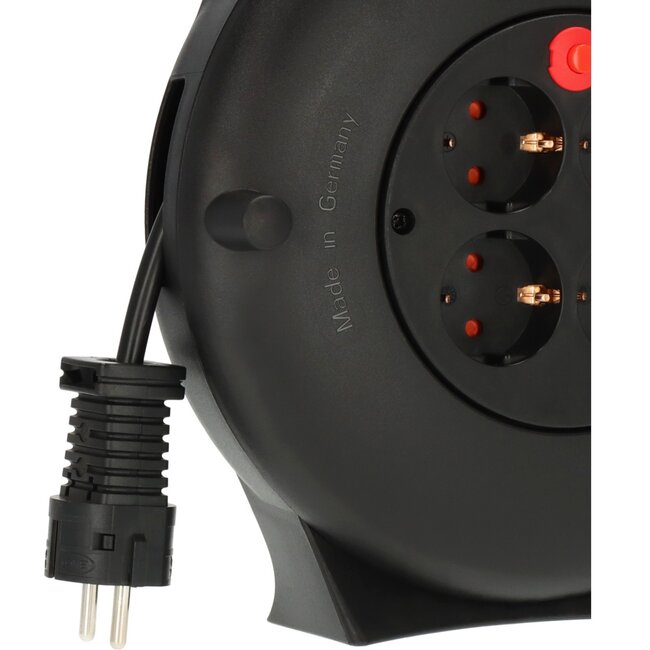 Brennenstuhl Vario Line mini-kabelhaspel | 4 contacten | zwart | 10 meter