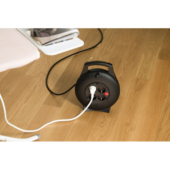 Brennenstuhl Vario Line mini-kabelhaspel | 4 contacten | zwart | 10 meter