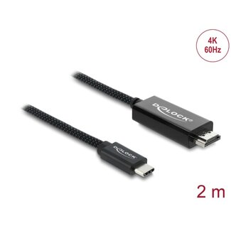DeLOCK Delock Coaxial USB Type-C™ to HDMI cable (DP Alt Mode) 4K 60 Hz with braided coating 2 m