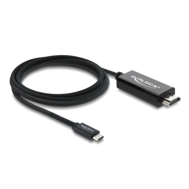 Delock Coaxial USB Type-C™ to HDMI cable (DP Alt Mode) 4K 60 Hz with braided coating 2 m