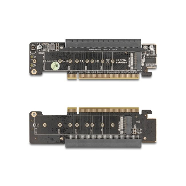 Delock PCI Express 4.0 x16 Riser Card with 2 x M.2 Key M NVMe slot - bifurcation