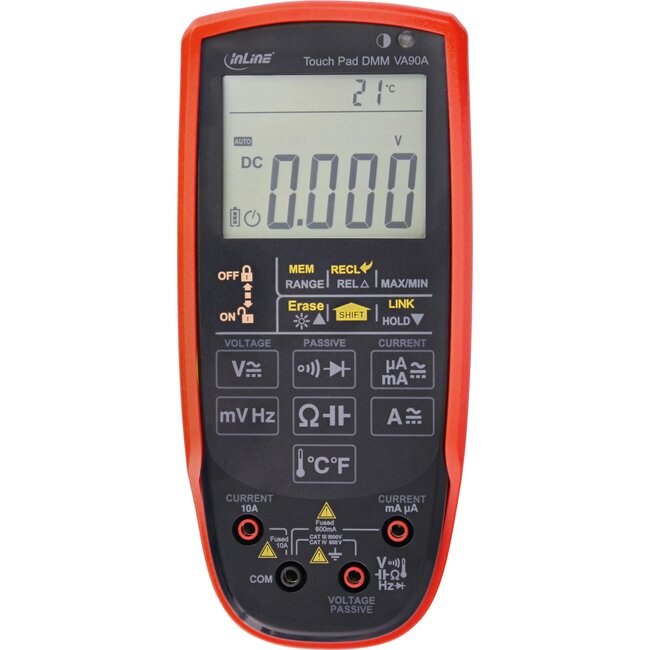 InLine® Multimeter with touch pad and illuminated display, CAT III / CAT IV