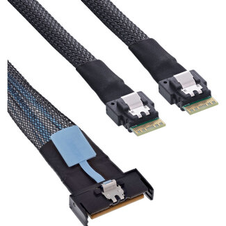 InLine® InLine® MCIO-kabel, MCIO x8-stekker naar 2x 4i SFF-8654-stekker, 1m