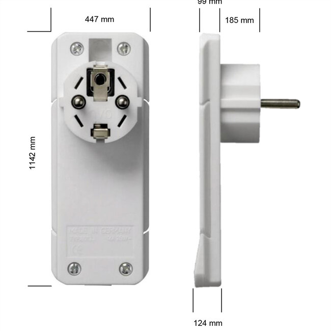 BACHMANN SmartPlug platte stekker 1x randaarde wit, 1.5m