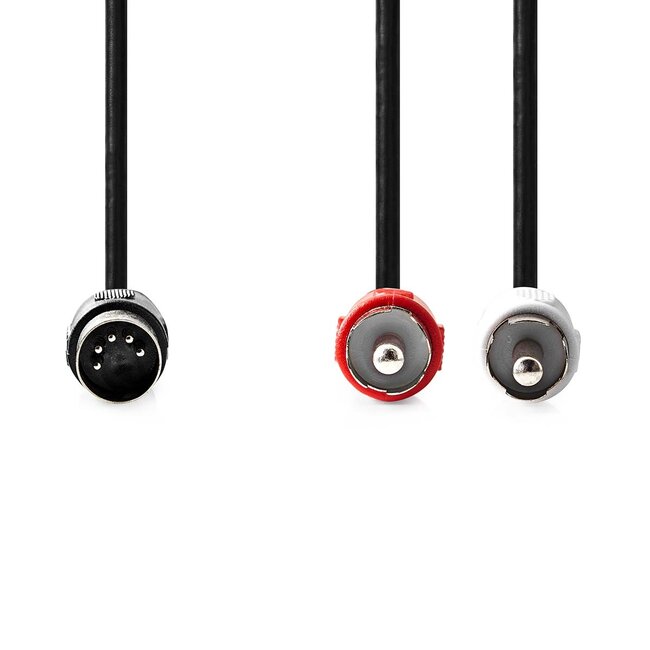 DIN 5-pins - Tulp stereo kabel (afspelen) | zwart | 1 meter