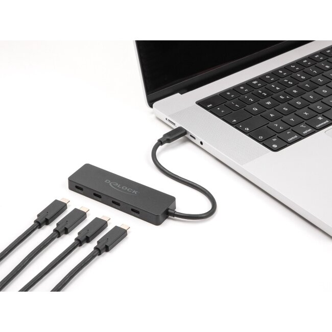 Delock USB 10 Gbps USB Type-C™ Hub with 4 x USB Type-C™ female black