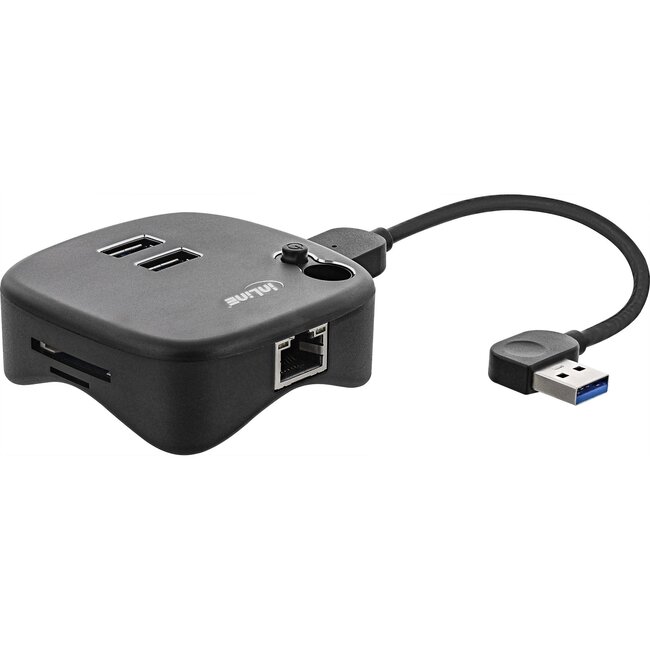 InLine USB-A naar RJ45 + 2x USB-A + (Micro) SD adapter | USB3.0 | CAT6 | 0,15 meter