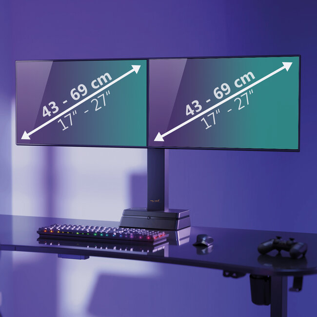 My Wall bureaubeugel | 2 monitoren tot 27 inch | Eye Tracker hoogteverstelling | zwart