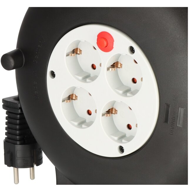 Brennenstuhl Vario Line mini-kabelhaspel | 4 contacten | zwart/grijs | 10 meter