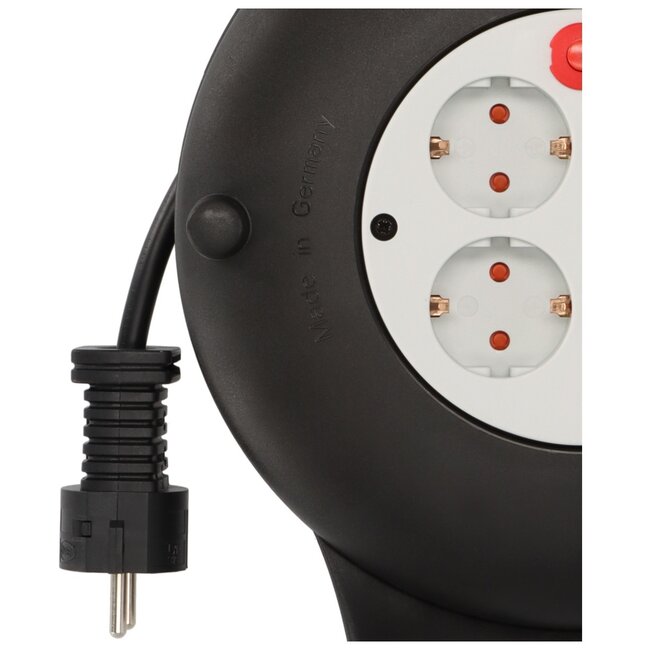 Brennenstuhl Vario Line mini-kabelhaspel | 4 contacten | zwart/grijs | 10 meter