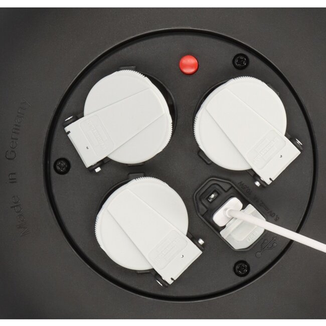 Brennenstuhl Vario-Line kabel box | 3 contacten + 2x USB-A | zwart | 10 meter