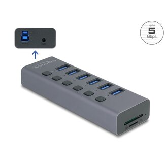 DeLOCK Delock External USB 5 Gbps 6 port Hub with Switch and SD / Micro SD slot