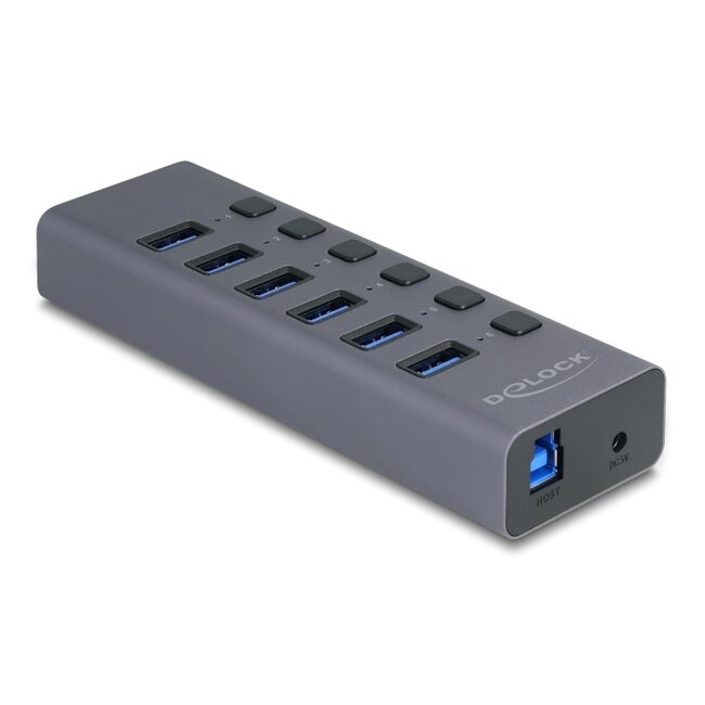 Delock External USB 5 Gbps 6 port Hub with Switch and SD / Micro SD slot