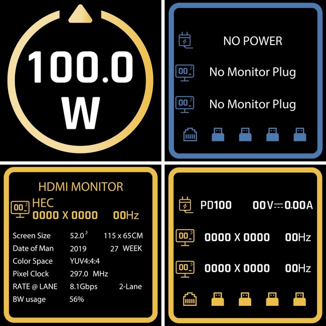InLine USB-C naar HDMI 4K 60Hz, USB-A en USB-C PD 100W adapter | display | 0,15 meter