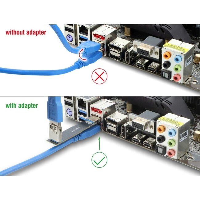 Delock USB 10 Gbps Adapter USB Type-A female to male angled 90°