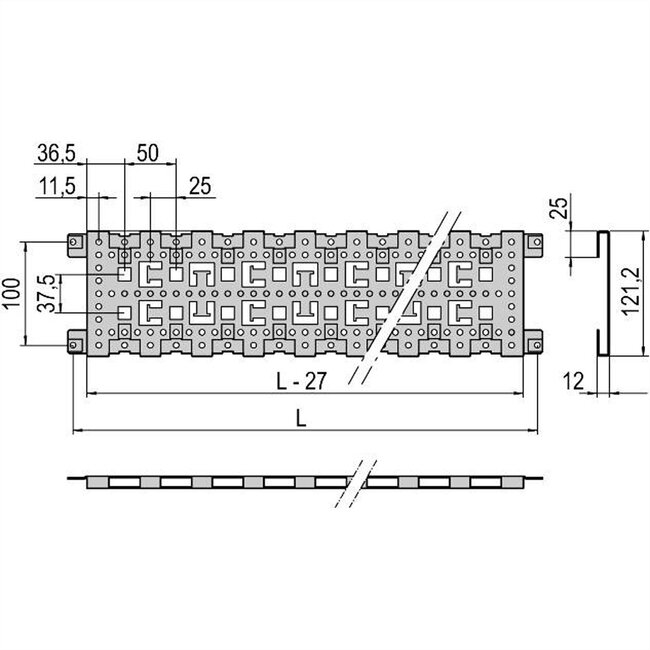 SCHROFF Varistar Diepteprofiel, 3 rijen, 1000D, Aluzinc