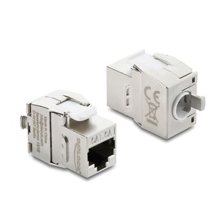 DeLOCK Delock Keystone Module RJ45 jack to LSA Cat.6A toolfree shielded metal silver / white