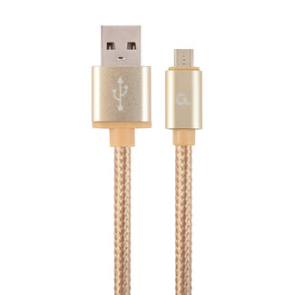 Cablexpert Micro-USB kabel katoen, 1.8 meter goud, Blister