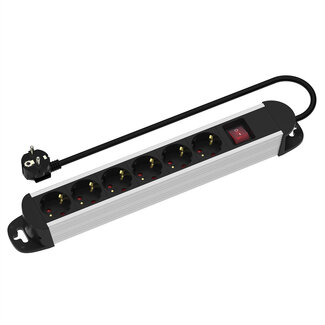 Roline ROLINE 6-fach Steckdosenleiste, mit Ein-/Aus-Schalter, Aluminiumgehäuse, schwarz / silber, 3 m