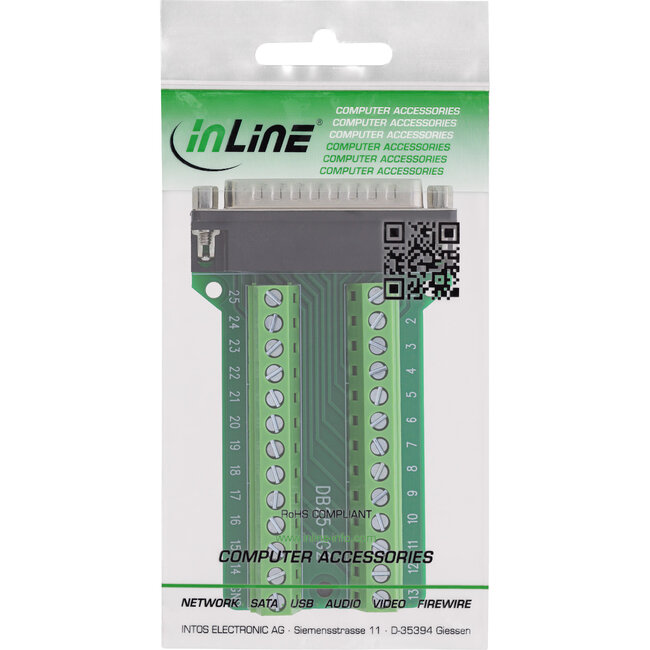 InLine® D-Sub 25 aansluitblok, stekker, 2-rij, schroefaansluiting