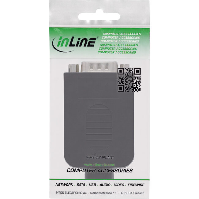 InLine® D-Sub 9 breakout aansluitblok, stekker, schroefaansluiting