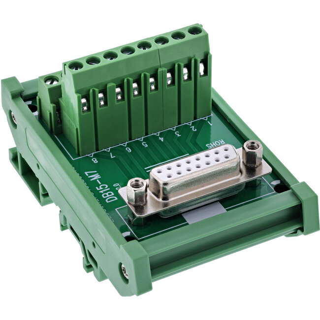 InLine® D-Sub 15 aansluitblok, bus, schroefklem, voor opzetrail