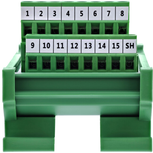 InLine® D-Sub 15 aansluitblok, bus, schroefklem, voor opzetrail