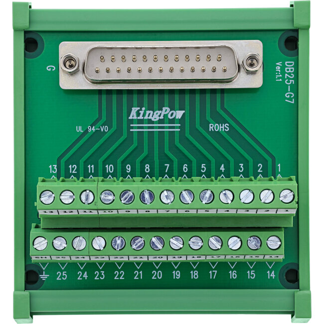InLine® D-Sub 25 klemmenblok, stekker, schroefklem, DIN-rail, genummerd