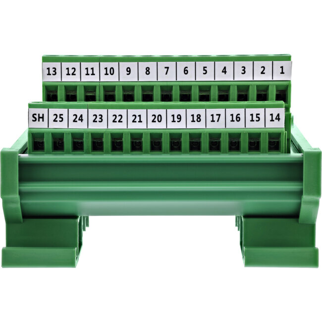 InLine® D-Sub 25 klemmenblok, stekker, schroefklem, DIN-rail, genummerd