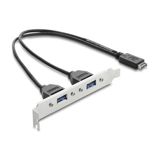 DeLOCK Delock USB Type-E Key A male to 2 x USB 5 Gbps Type-A female with slot bracket connection cable 35.5 cm