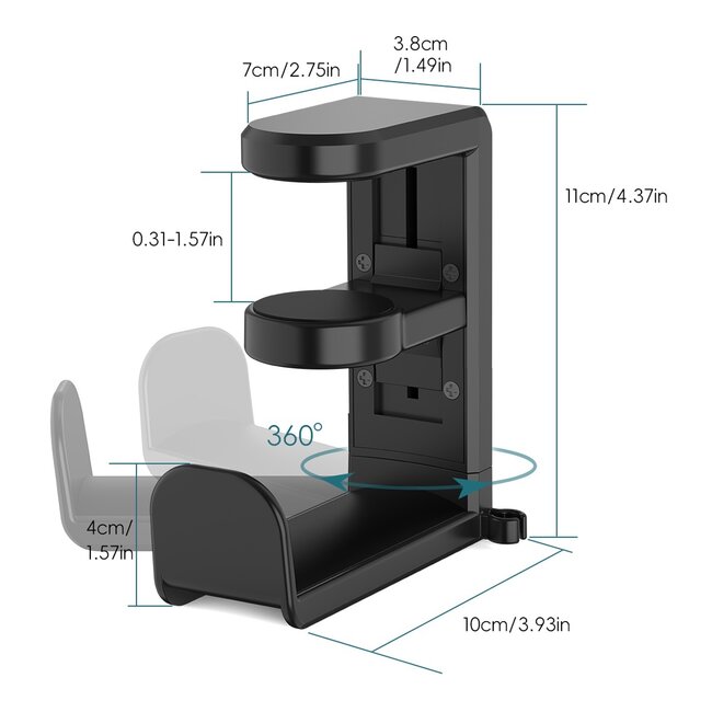 My Wall bureauklem voor hoofdtelefoons en headsets | zwart