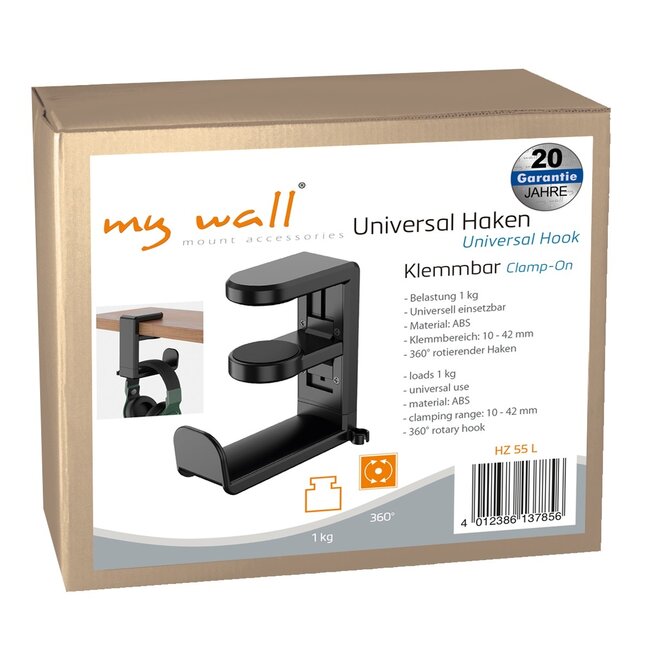 My Wall bureauklem voor hoofdtelefoons en headsets | zwart