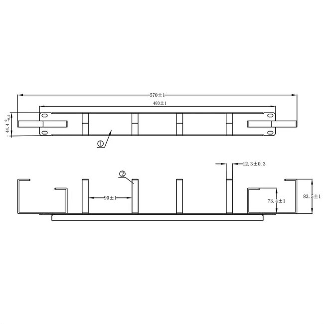 19 inch blindpaneel met 6 kabelogen (G-type) | 1U | zwart