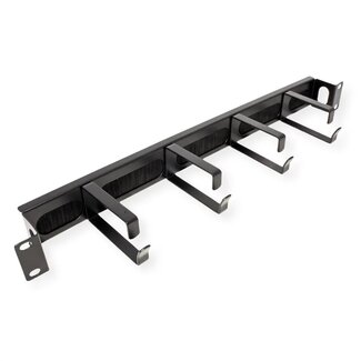 Value 19 inch verzonken doorvoerpaneel met borstel en 4 ogen (G-type) | 1U | zwart