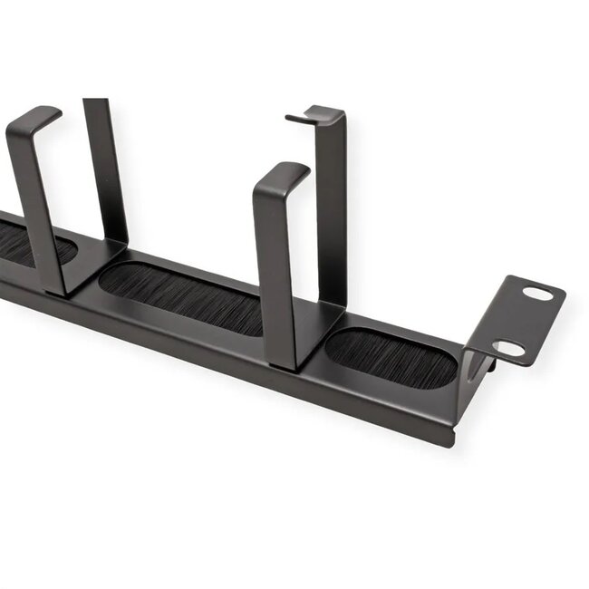 19 inch verzonken doorvoerpaneel met borstel en 4 ogen (G-type) | 1U | zwart