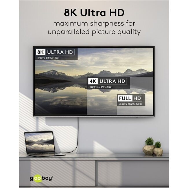 Goobay Plus DisplayPort - HDMI kabel | 8K 60Hz | 2 meter