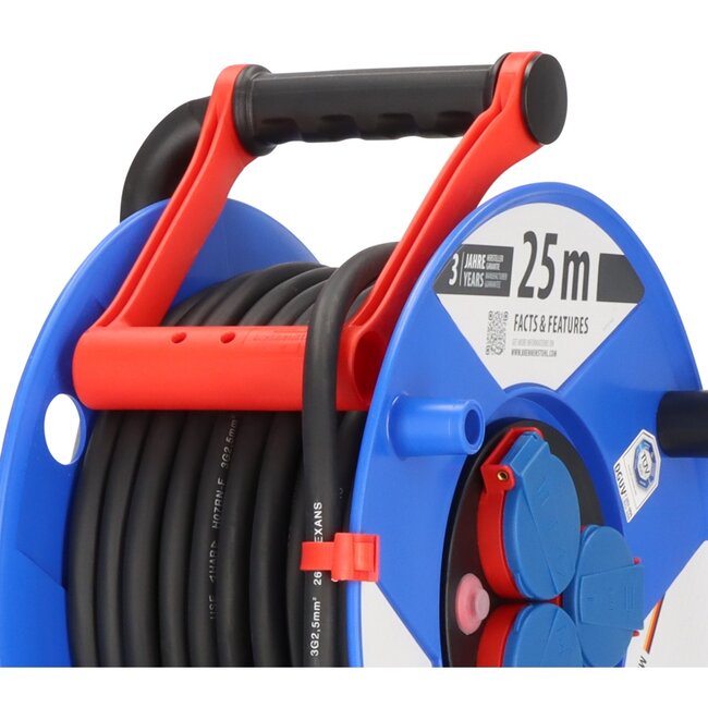 Brennenstuhl Garant bouwplaats kabelhaspel | IP44 | 3 contacten | 3x 2,50mm² | 25 meter