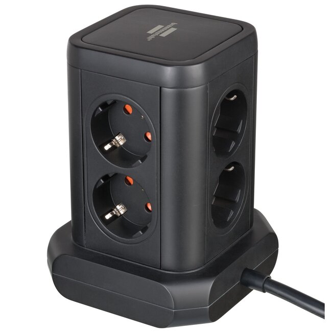 Brennenstuhl Socket Tower stekkerdoos | 8 contacten | 2x USB-A + 1x USB-C PD 20W | 2 meter
