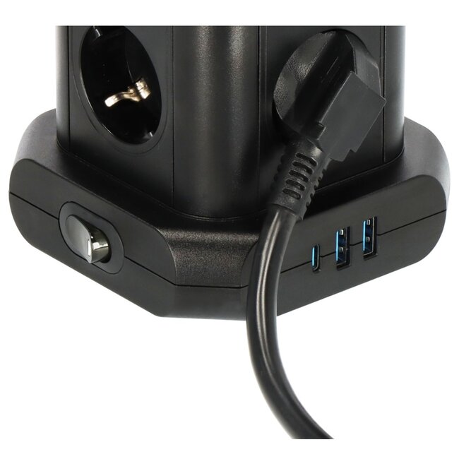 Brennenstuhl Socket Tower stekkerdoos | 8 contacten | 2x USB-A + 1x USB-C PD 20W | 2 meter