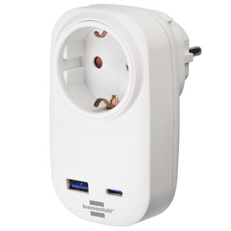 Brennenstuhl Brennenstuhl doorvoerstekker met USB lader | USB-C PD + USB-A QC | 20W