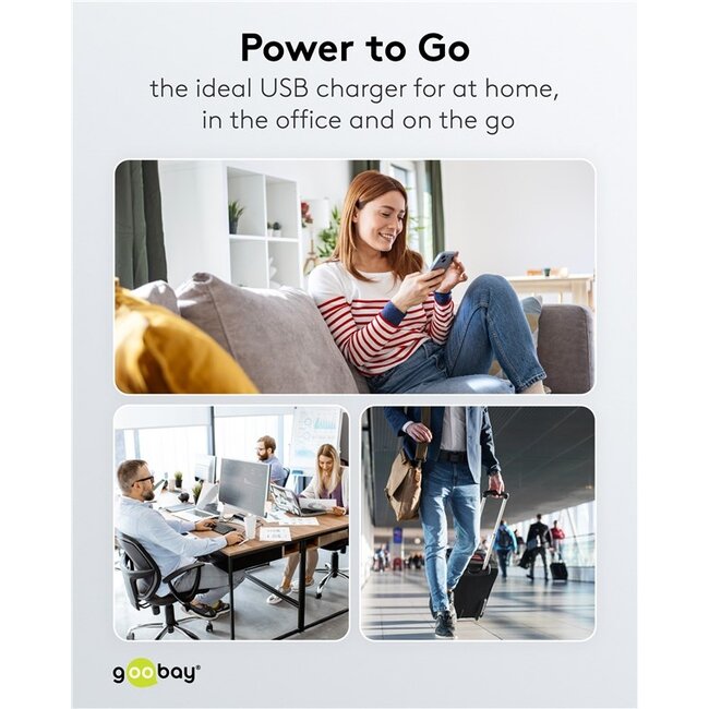 Goobay USB lader | USB-C PD | GaN | 20W | zwart
