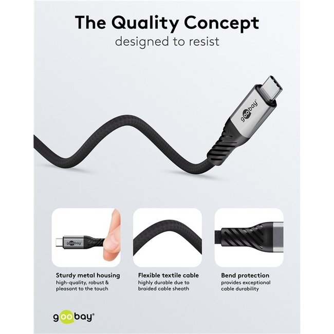 Goobay USB-C kabel | USB4 v2.0 80 Gbps | PD 240W | 16K 60Hz | nylon | 1 meter