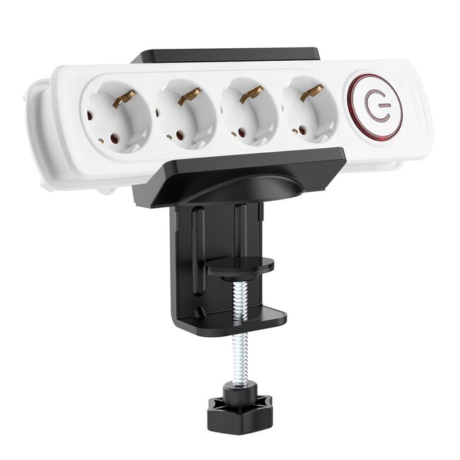 MaxTrack stekkerdoos bureaubevestiging | schroefklem | bureaublad tot 50mm | zwart