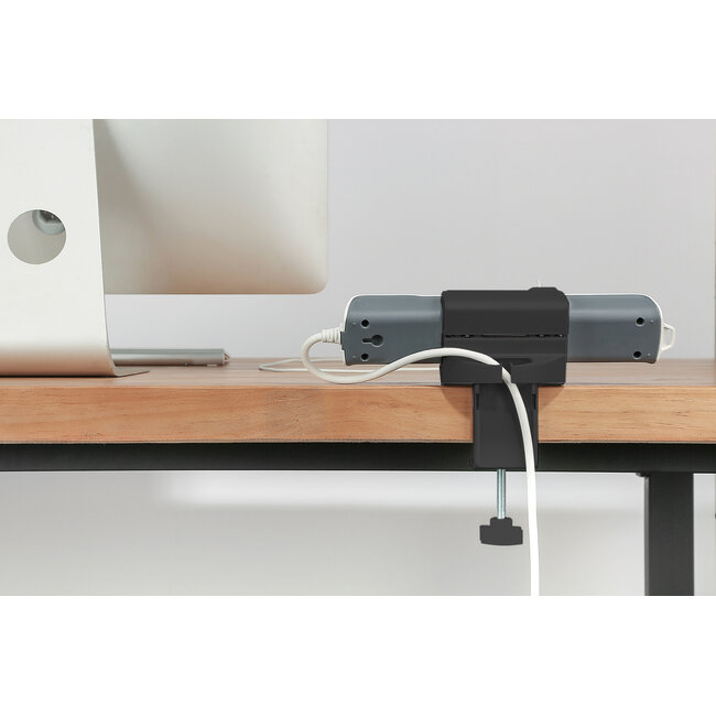 MaxTrack stekkerdoos bureaubevestiging | schroefklem | bureaublad tot 50mm | zwart