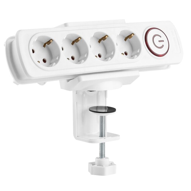 MaxTrack stekkerdoos bureaubevestiging | schroefklem | bureaublad tot 50mm | wit