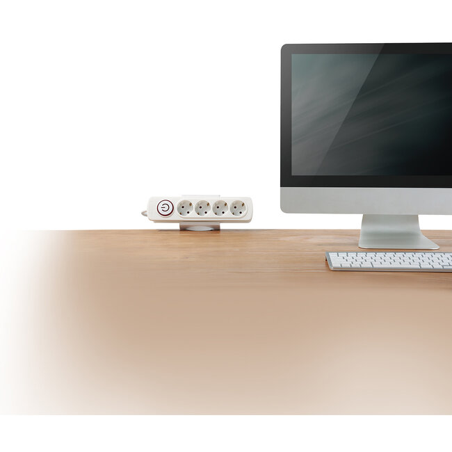 MaxTrack stekkerdoos bureaubevestiging | schroefklem | bureaublad tot 50mm | wit