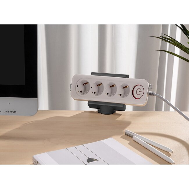 MaxTrack stekkerdoos bureaubevestiging | draaibaar | schroefklem | bureaublad tot 50mm | zwart