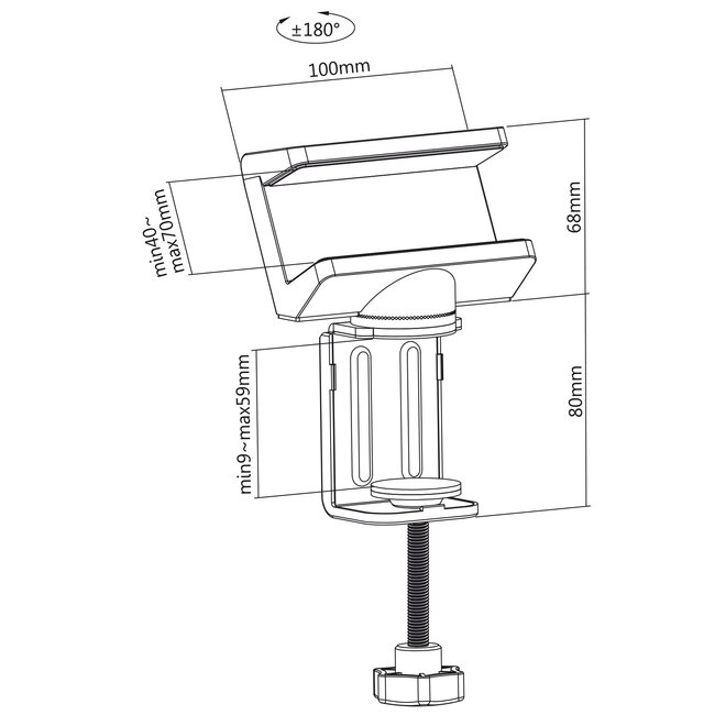 MaxTrack stekkerdoos bureaubevestiging | draaibaar | schroefklem | bureaublad tot 50mm | zwart